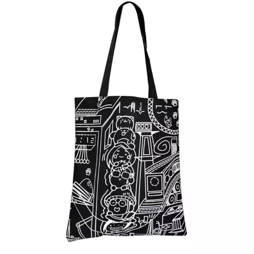 Zippered Eco Graffiti Doodle Reusable Tote